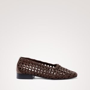 CORTONA WOVEN BALLET FLAT - DARK BROWN LEATHER