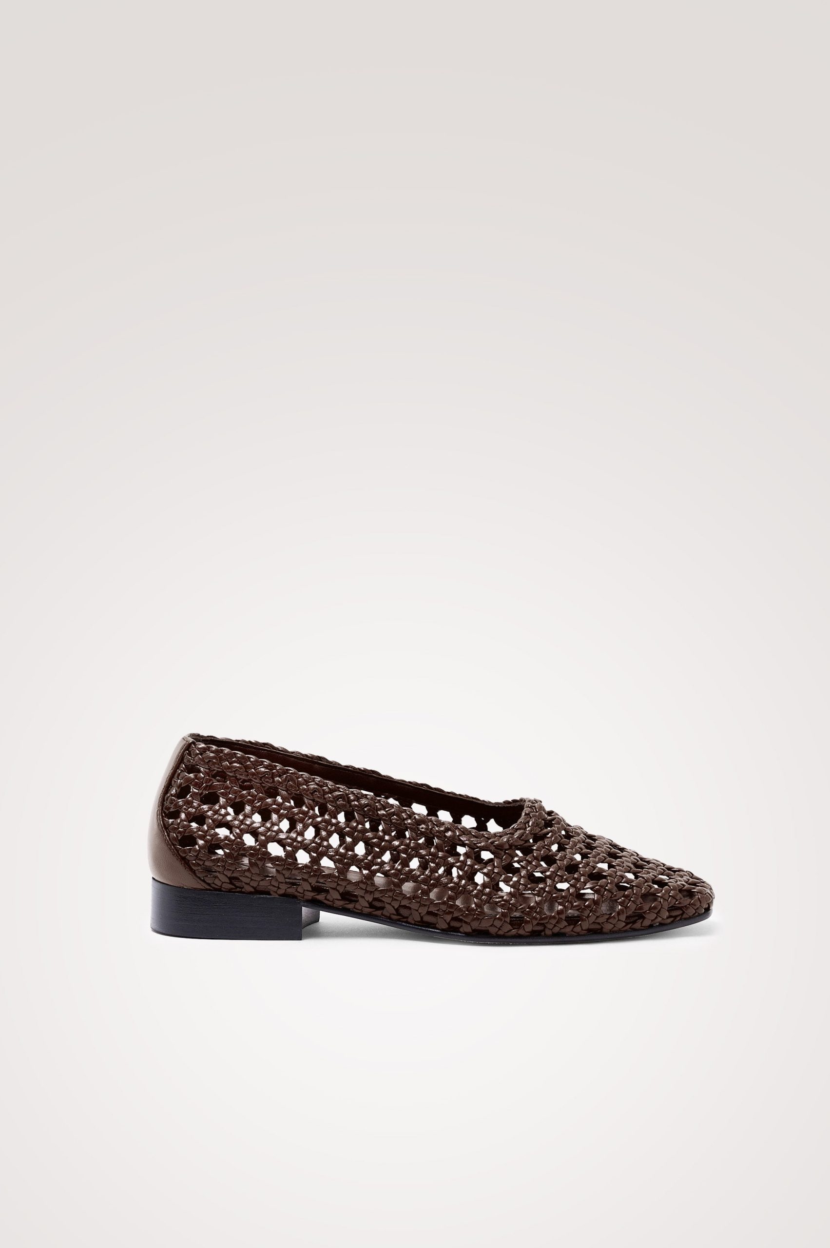 CORTONA WOVEN BALLET FLAT - DARK BROWN LEATHER