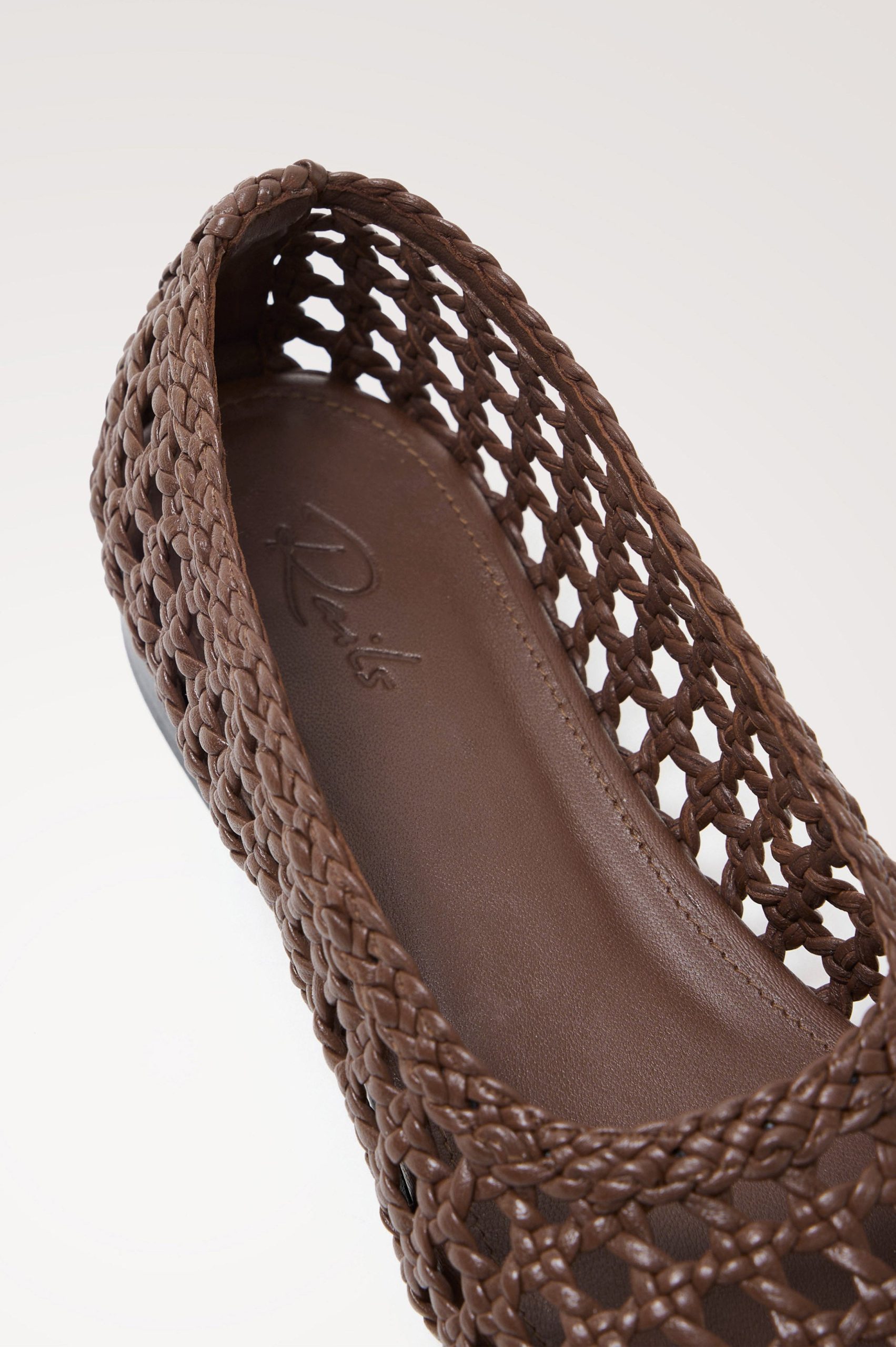 CORTONA WOVEN BALLET FLAT - DARK BROWN LEATHER - Image 2