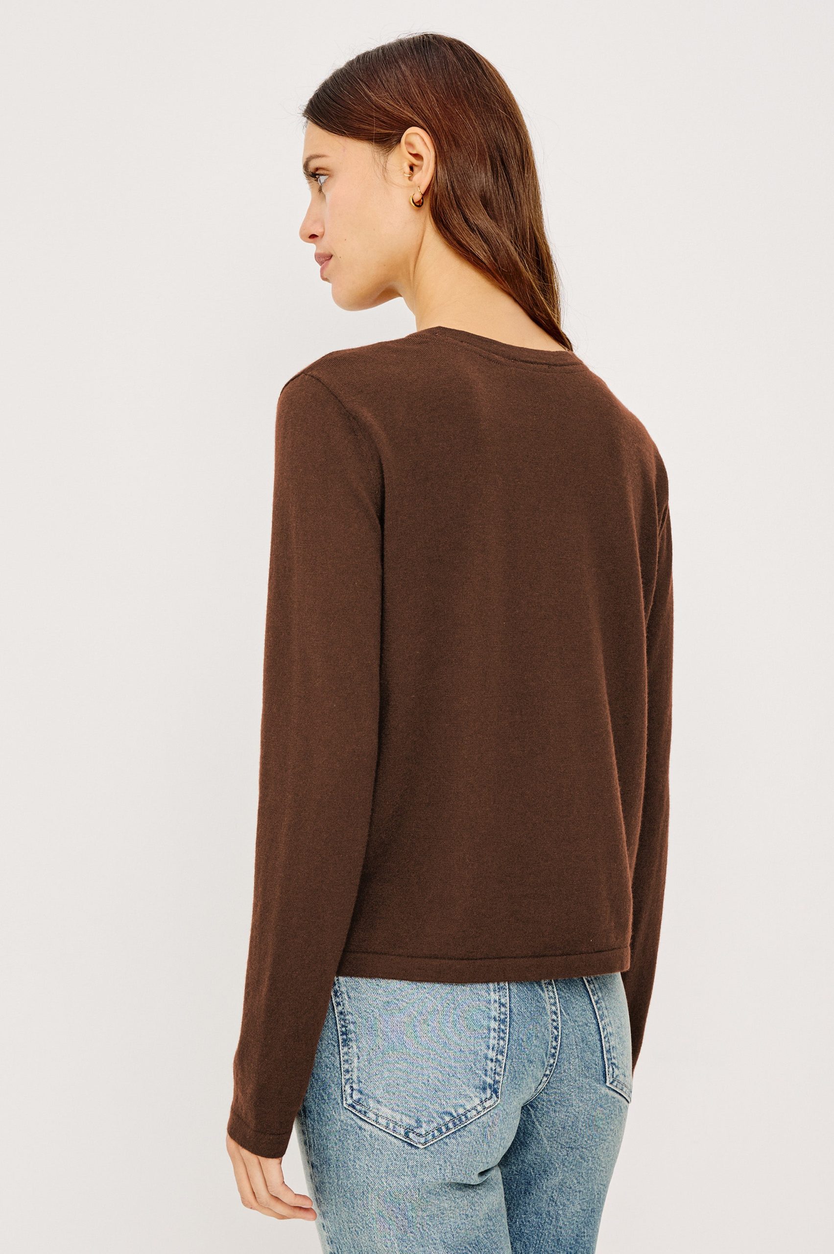COTTON CASHMERE LONG SLEEVE T-SHIRT - ESPRESSO - Image 5