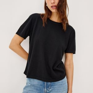 COTTON CASHMERE T-SHIRT - BLACK