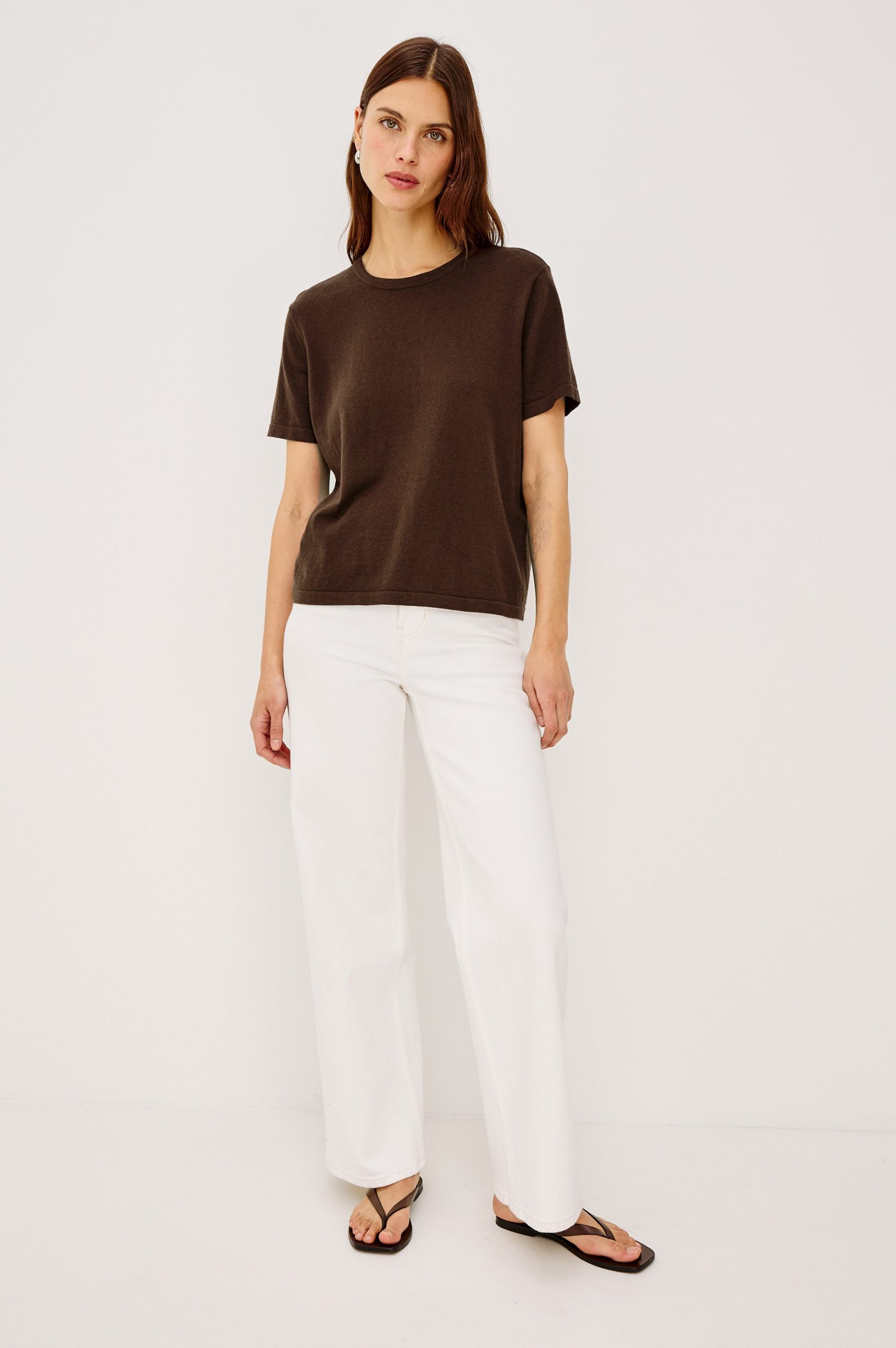 COTTON CASHMERE T-SHIRT - ESPRESSO - Image 3