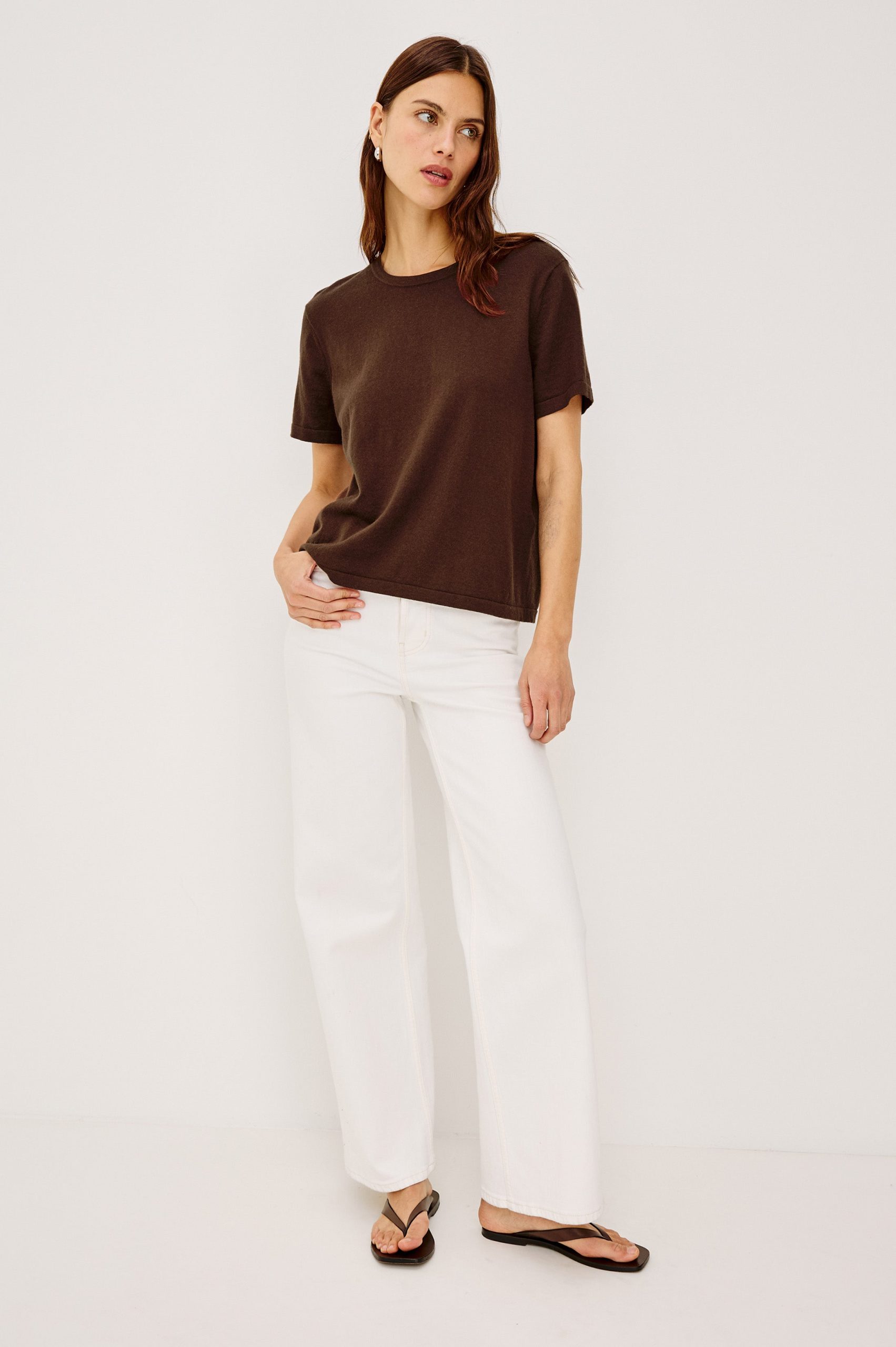 COTTON CASHMERE T-SHIRT - ESPRESSO - Image 4