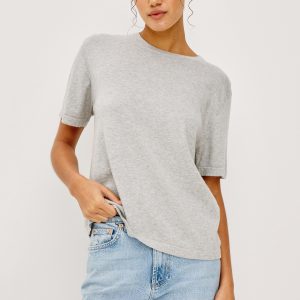 COTTON CASHMERE T-SHIRT - HEATHER GREY