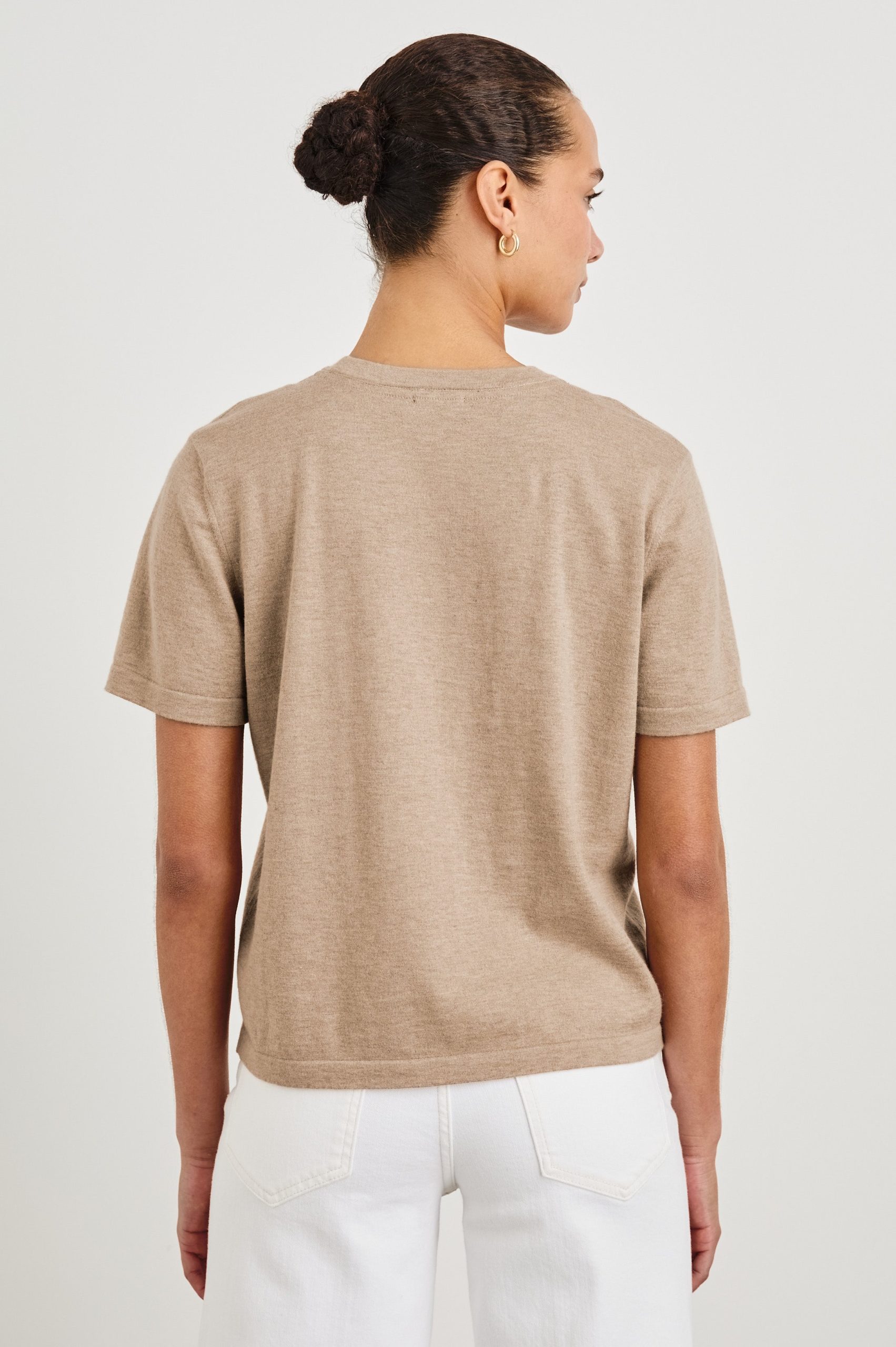 COTTON CASHMERE T-SHIRT - HEATHER OAT - Image 5