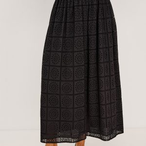 DAX SKIRT - BLACK GRID EMBROIDERY