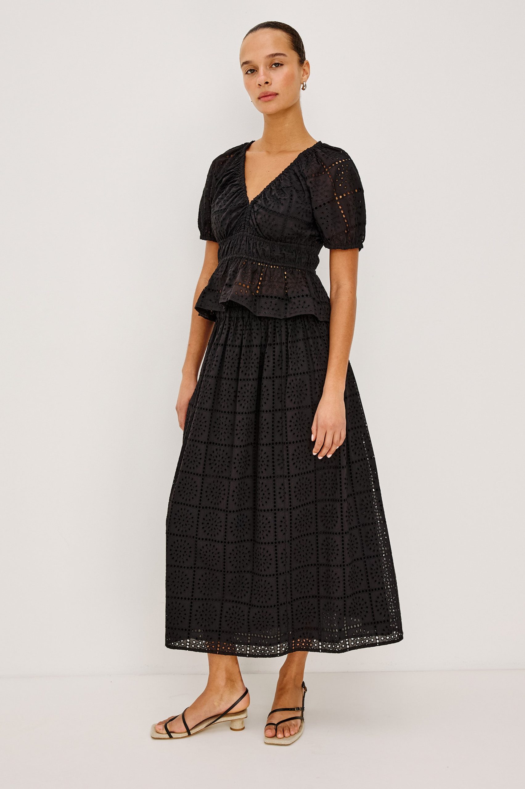 DAX SKIRT - BLACK GRID EMBROIDERY - Image 3