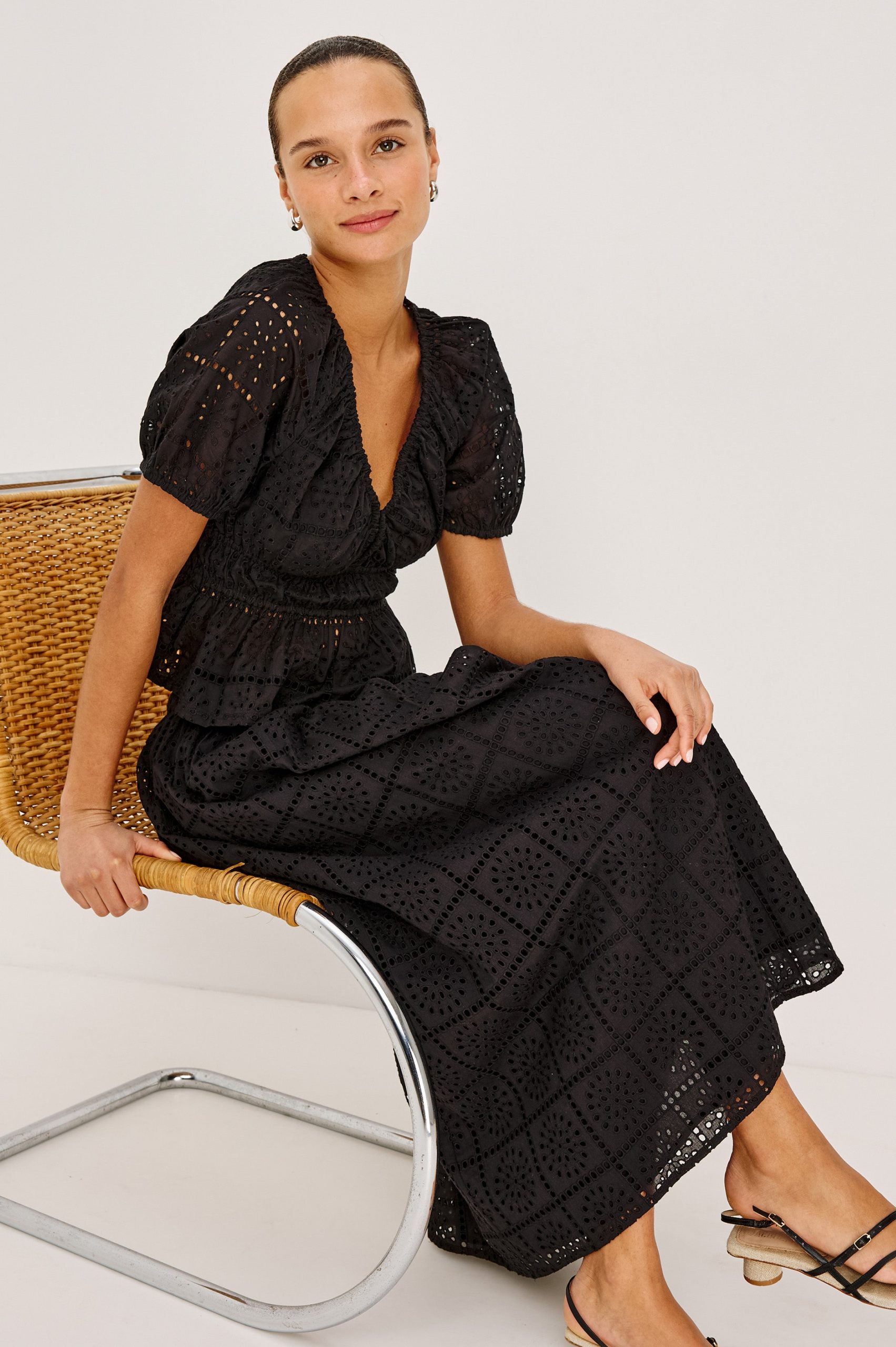 DAX SKIRT - BLACK GRID EMBROIDERY - Image 4