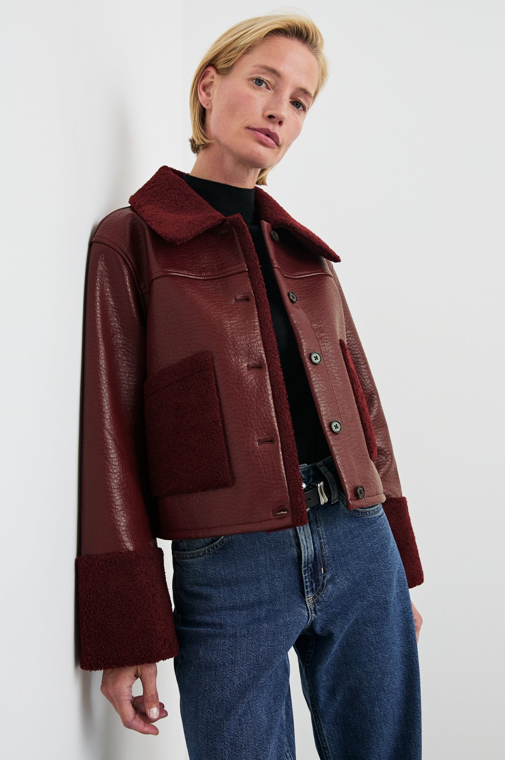 DRIA JACKET - MAROON SHEARLING - Image 3