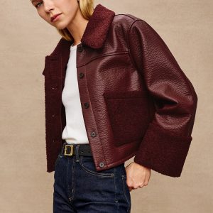DRIA JACKET - MAROON SHEARLING