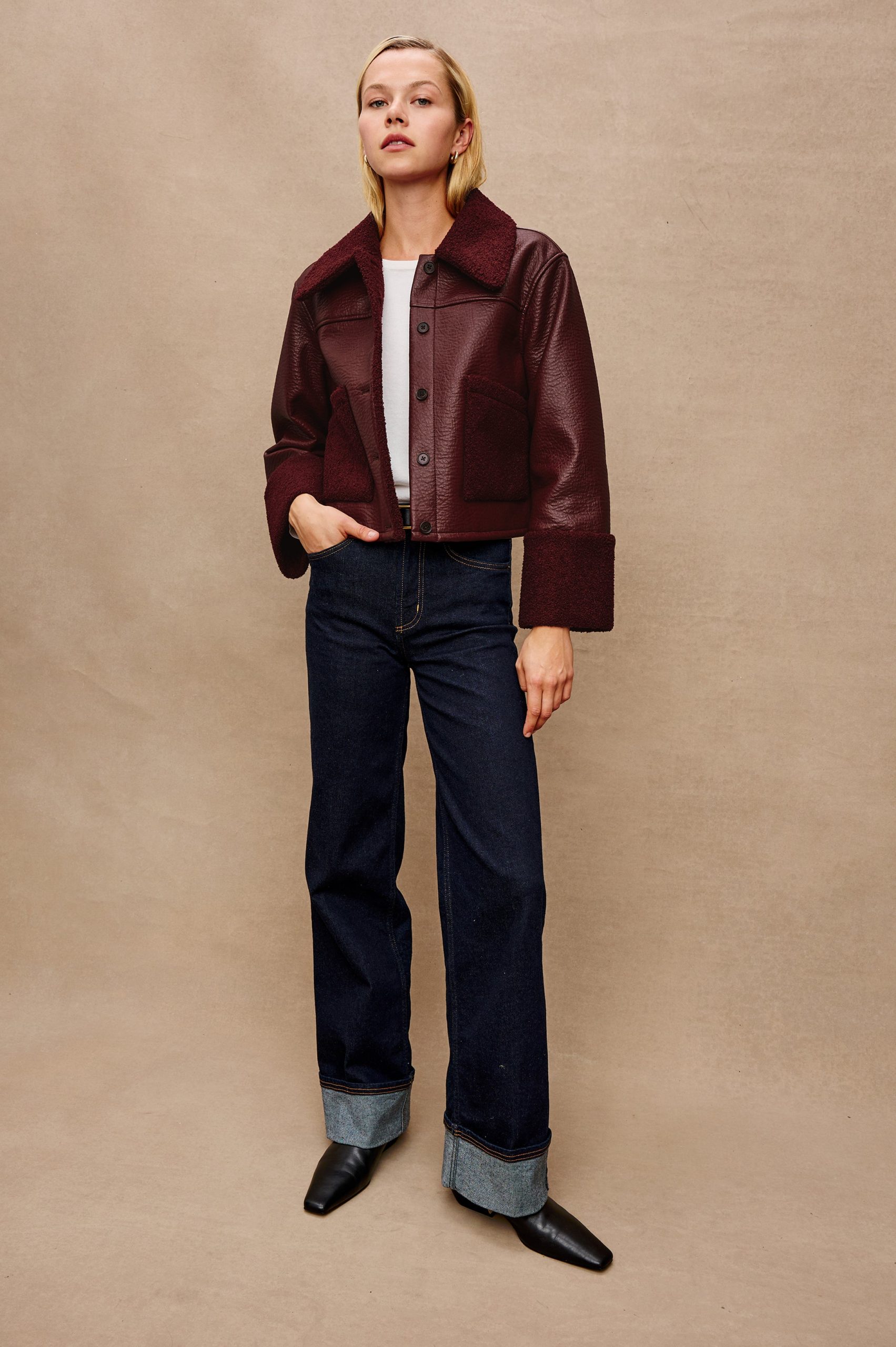 DRIA JACKET - MAROON SHEARLING - Image 2