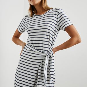 EDIE DRESS - IVORY NAVY STRIPE
