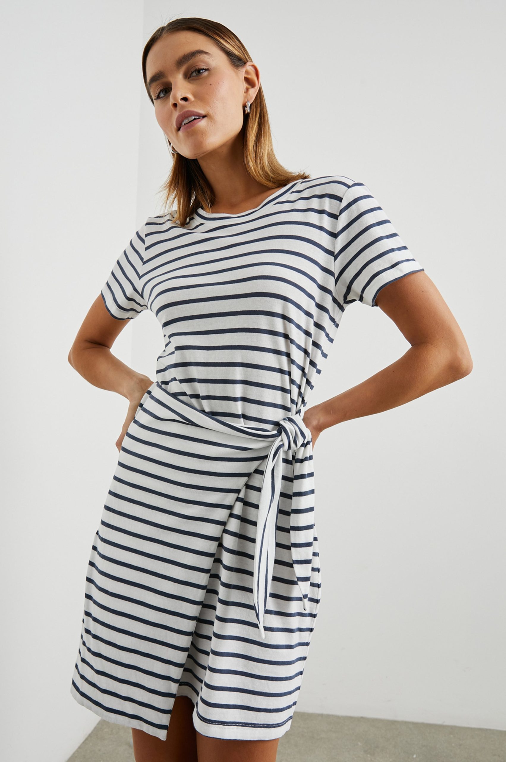 EDIE DRESS - IVORY NAVY STRIPE