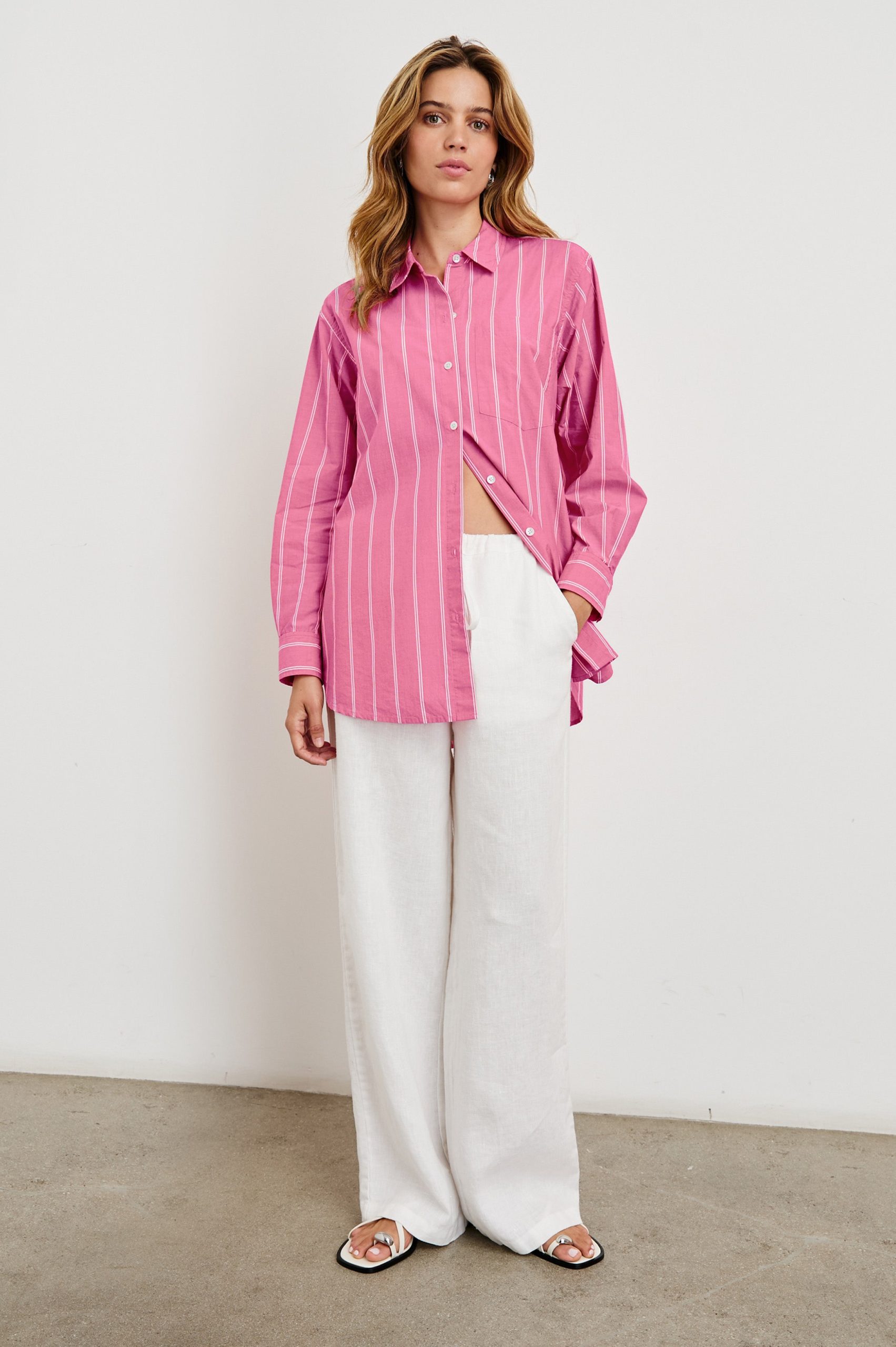 ELSA SHIRT - HIBISCUS WHITE STRIPE - Image 4