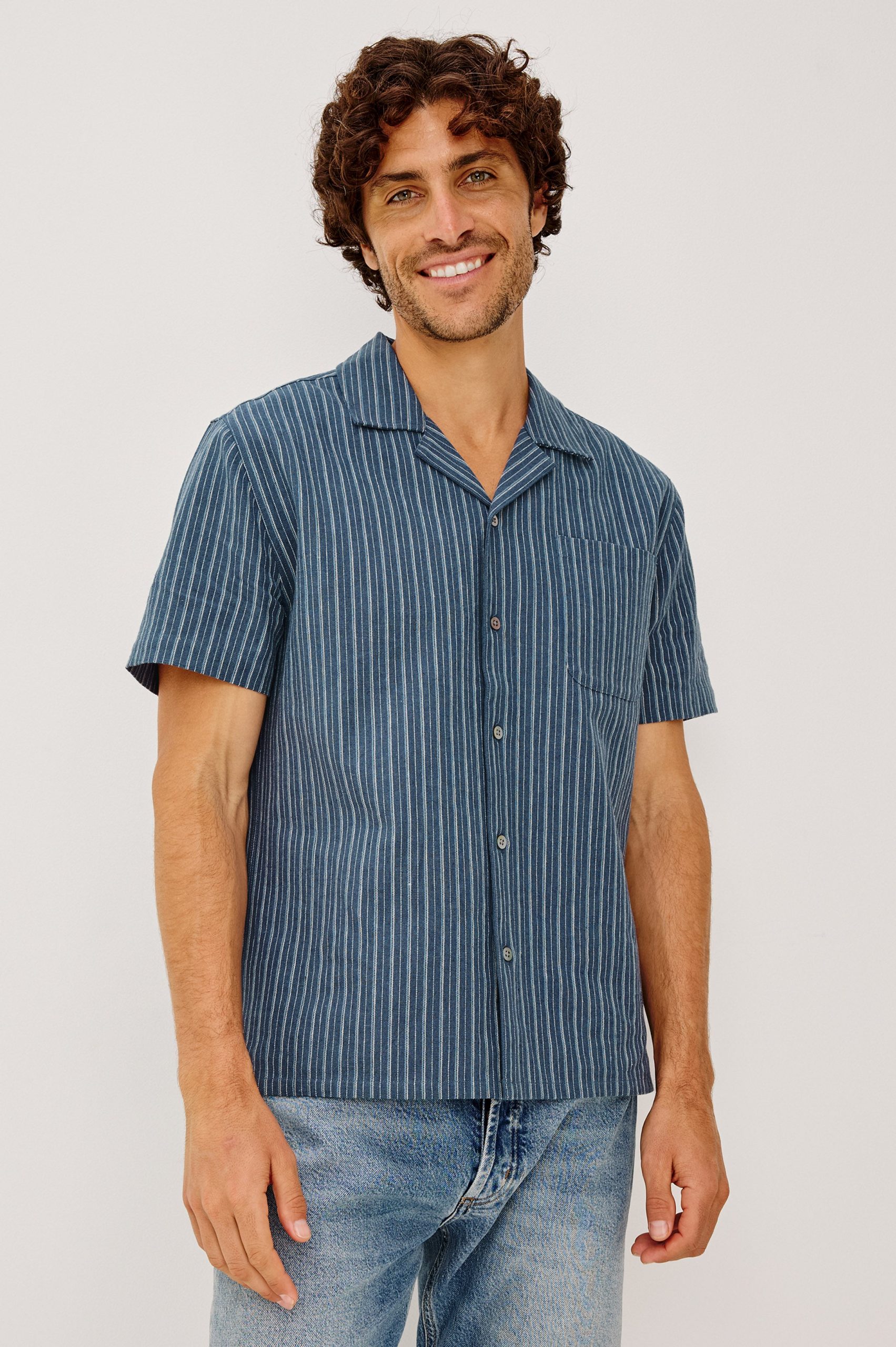 ELY SHIRT - NAVY MULTI STRIPE