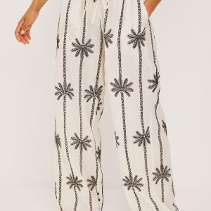 EMMIE PANT - EMBROIDERED PALMS