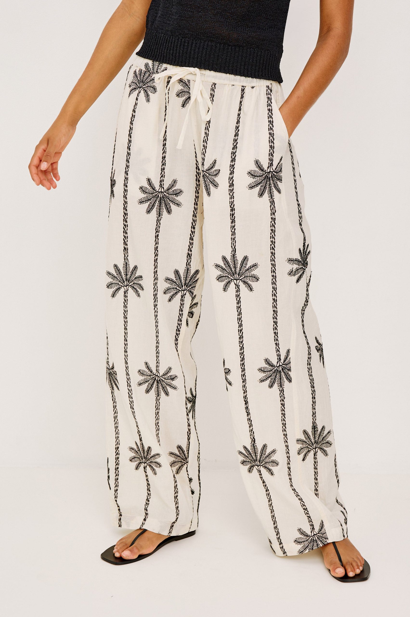 EMMIE PANT - EMBROIDERED PALMS