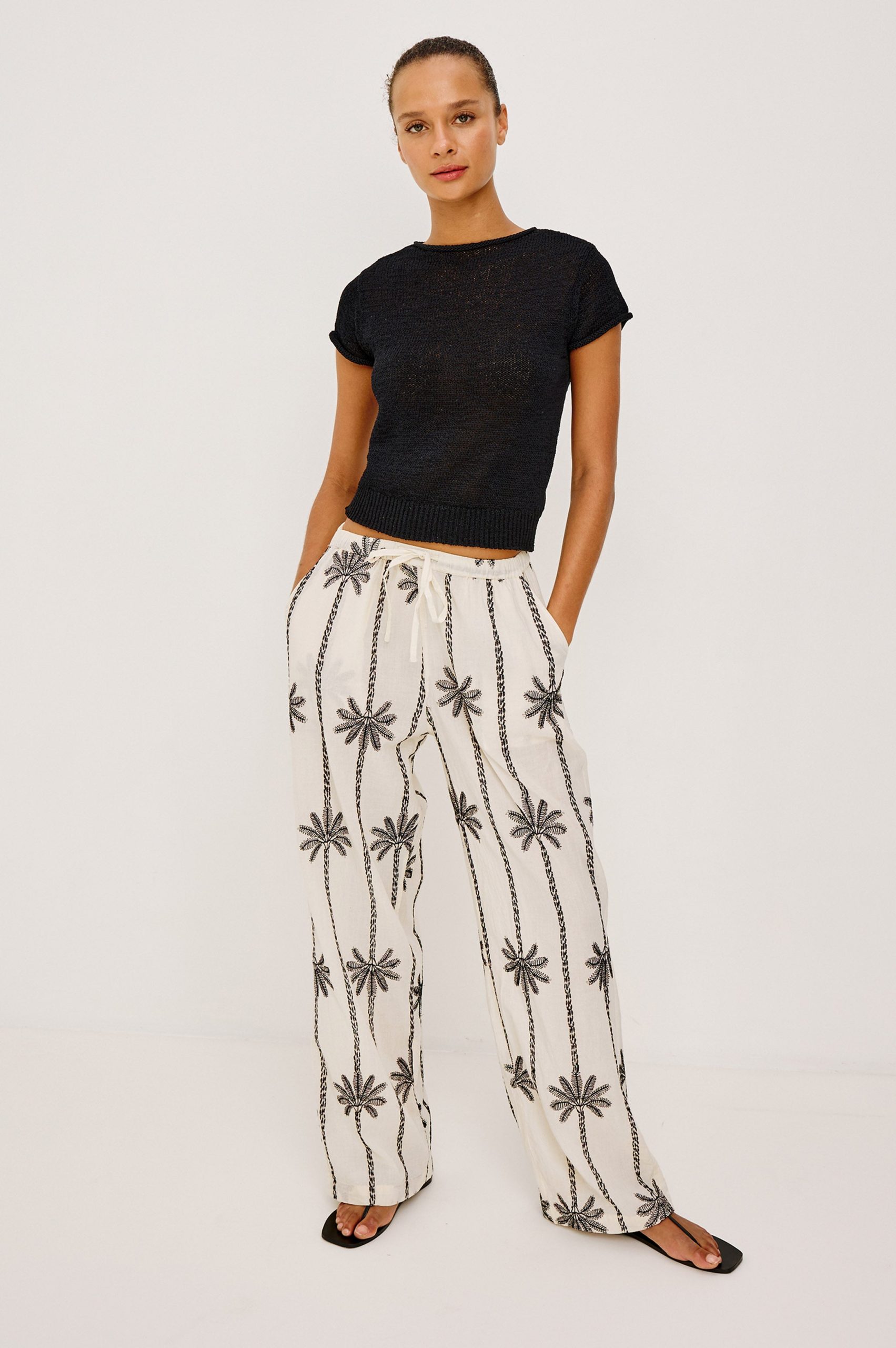 EMMIE PANT - EMBROIDERED PALMS - Image 3