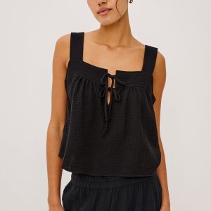 ENYA TOP - BLACK GAUZE