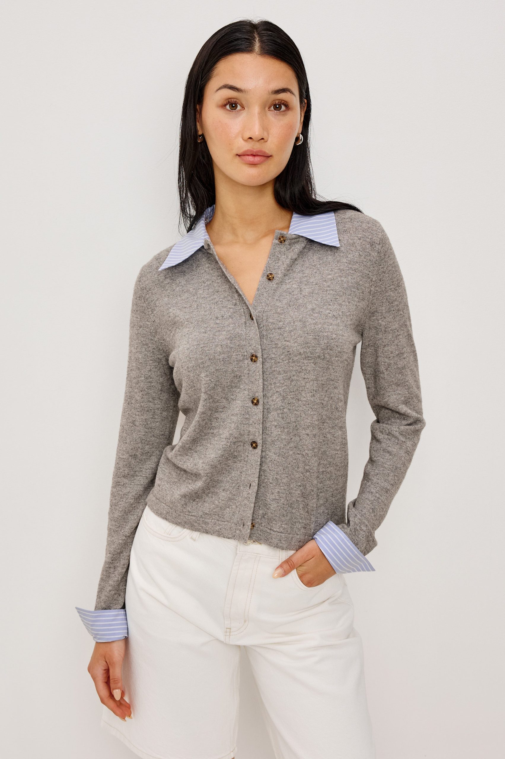 ERYN CARDIGAN - HEATHER GREY - Image 4