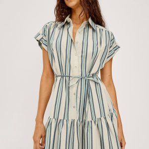 EVALINE DRESS - MARSALA STRIPE