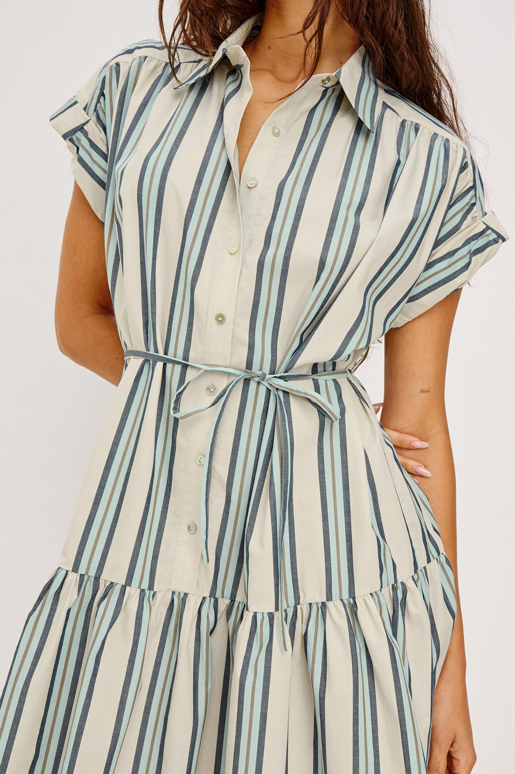 EVALINE DRESS - MARSALA STRIPE - Image 2