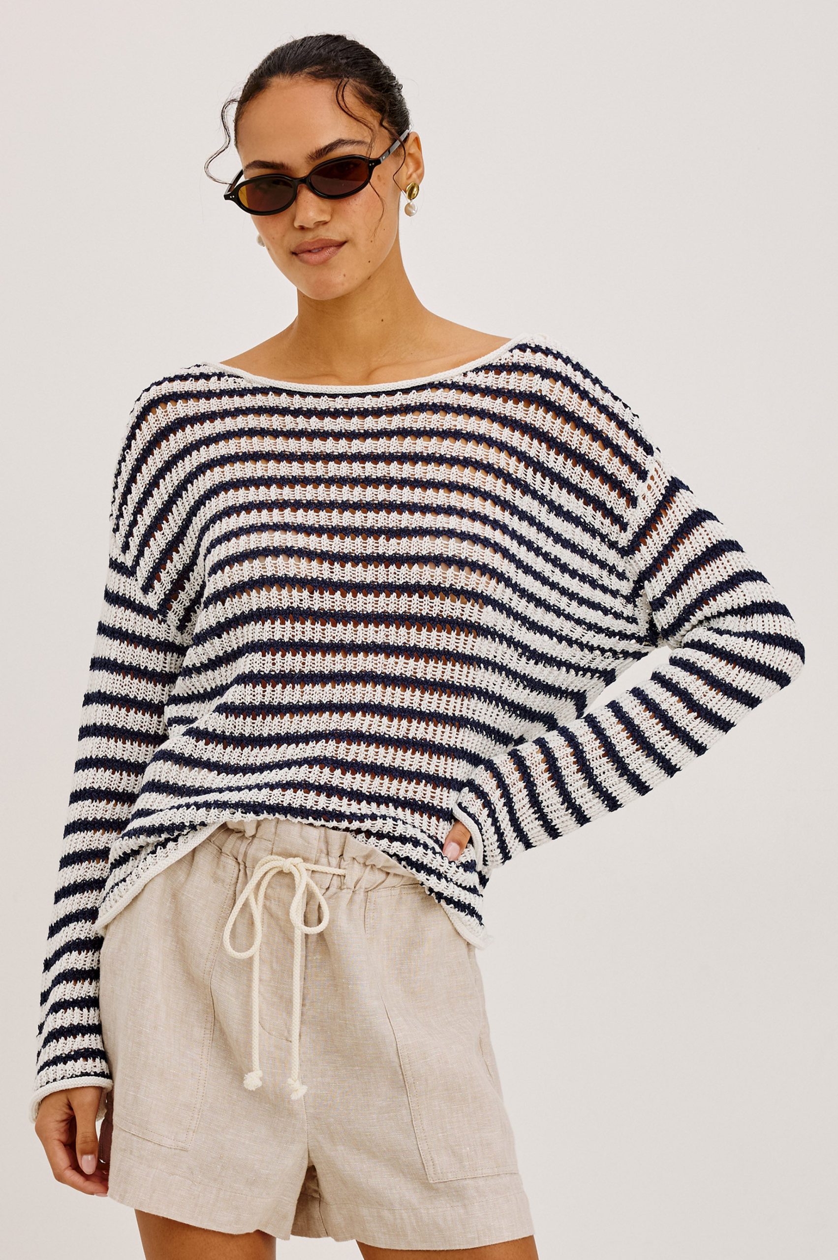 EVANGELINE SWEATER - IVORY INDIGO STRIPE - Image 4