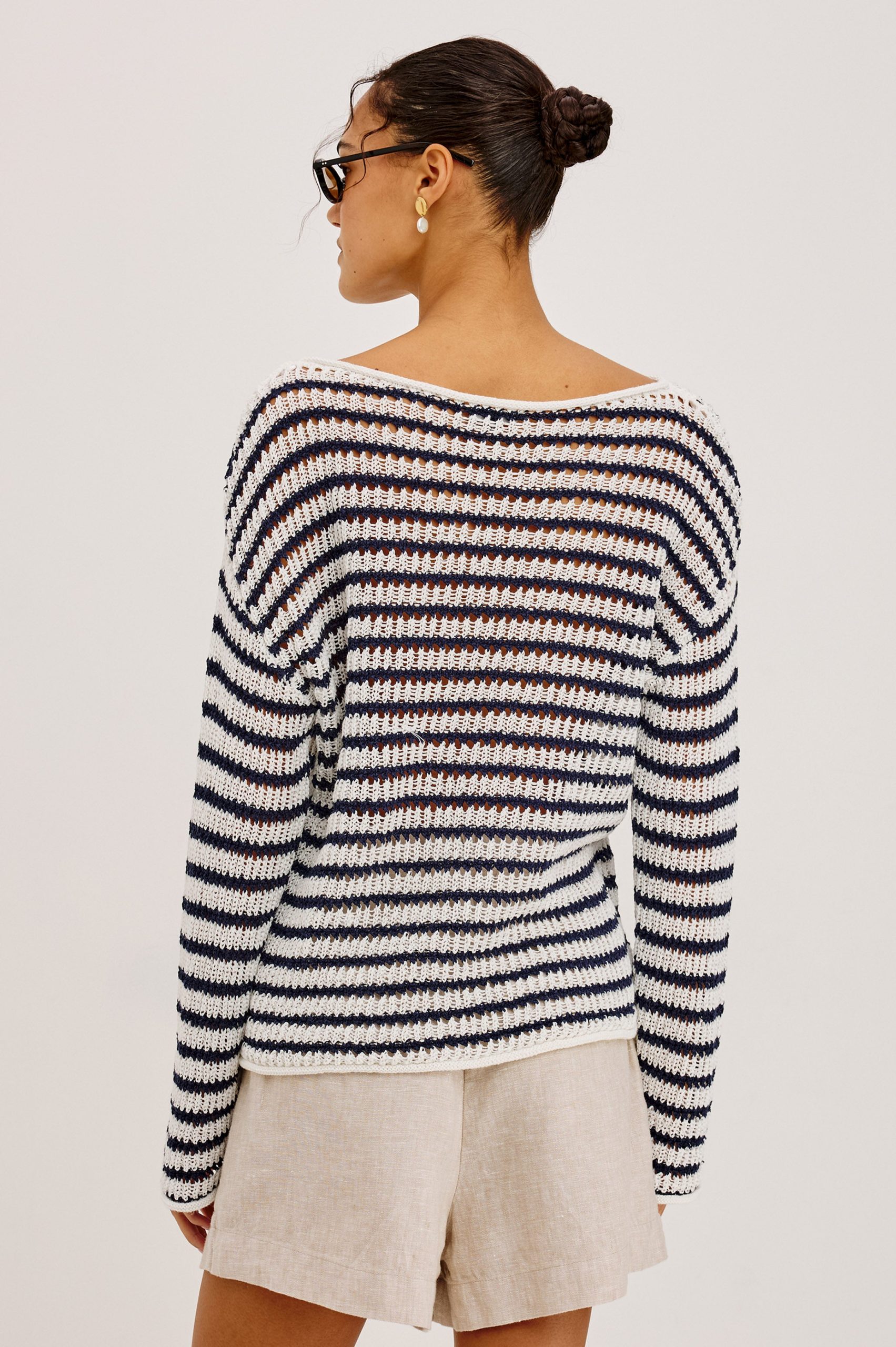 EVANGELINE SWEATER - IVORY INDIGO STRIPE - Image 5
