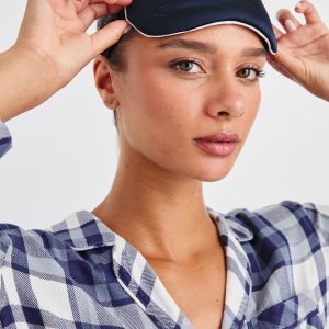 SILK EYE MASK - NAVY WHITE