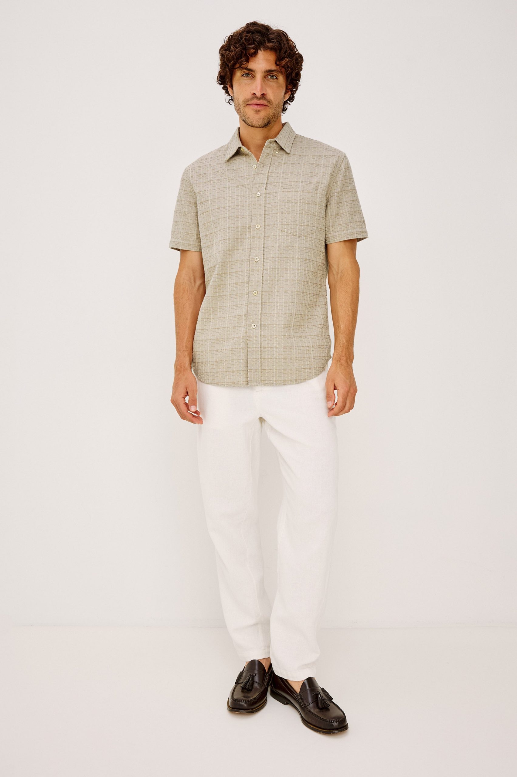 GAVIN SHIRT - TAUPE CREAM TWIST - Image 3
