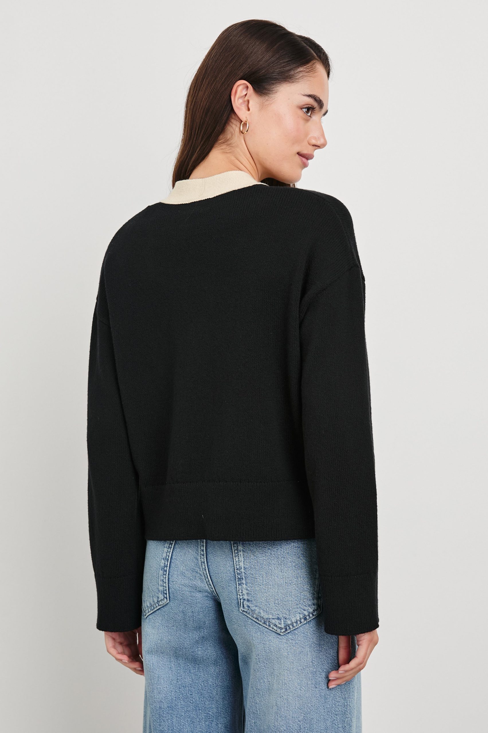 GENEVA CARDIGAN - BLACK IVORY - Image 5