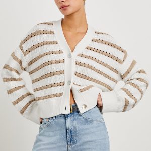 GENEVA CARDIGAN - IVORY OAT STRIPE