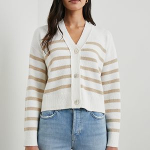 GENEVA CARDIGAN - SAND STRIPE