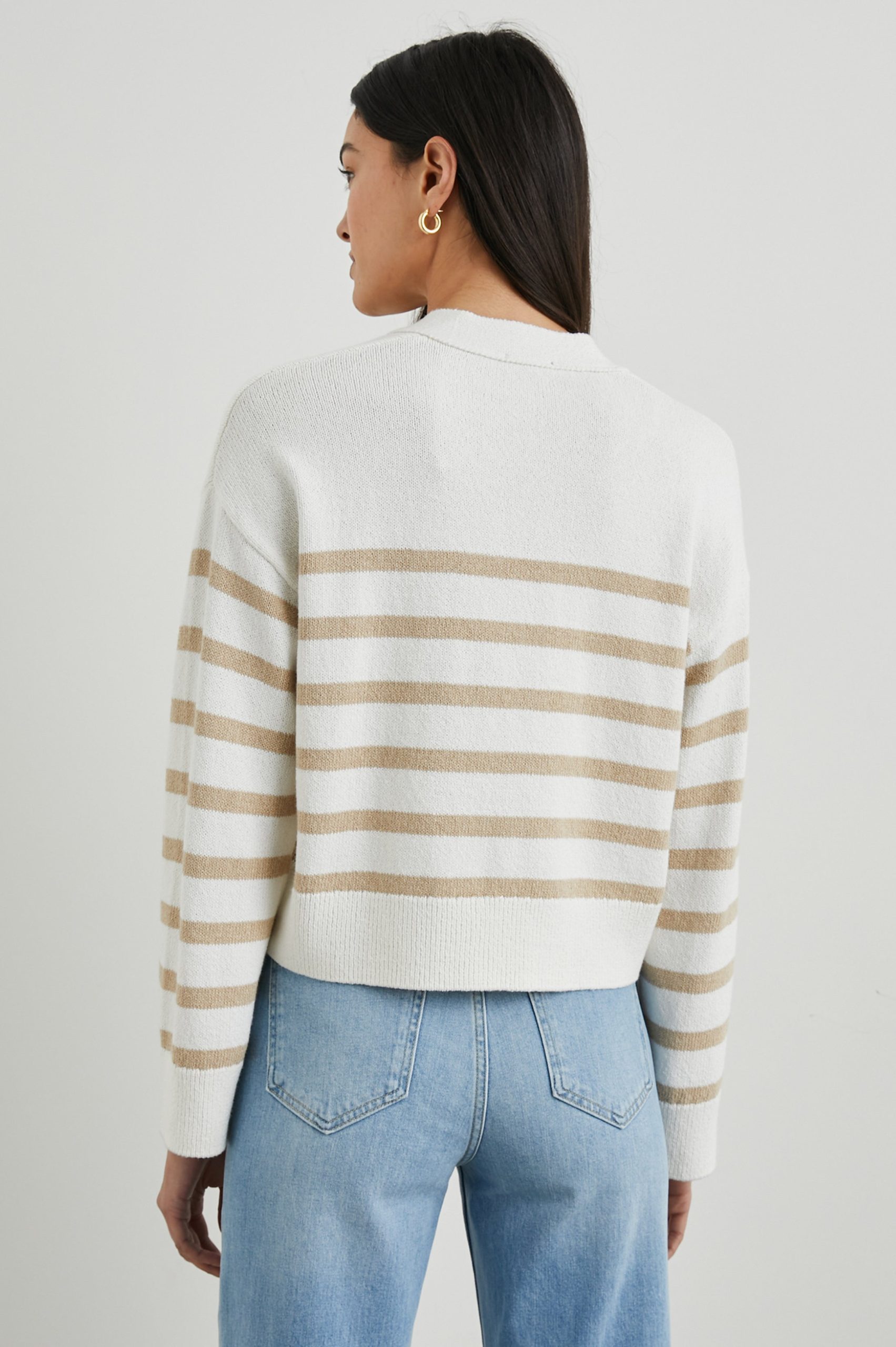 GENEVA CARDIGAN - SAND STRIPE - Image 5