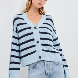 GENEVA CARDIGAN - SKY NAVY STRIPE
