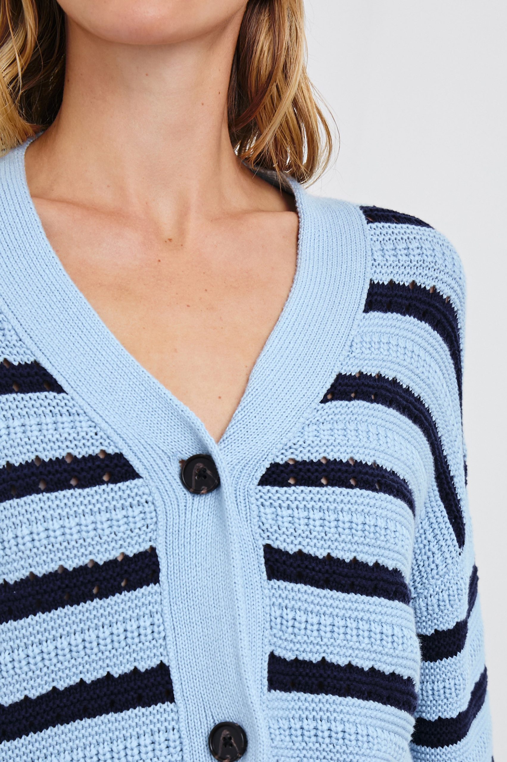 GENEVA CARDIGAN - SKY NAVY STRIPE - Image 2
