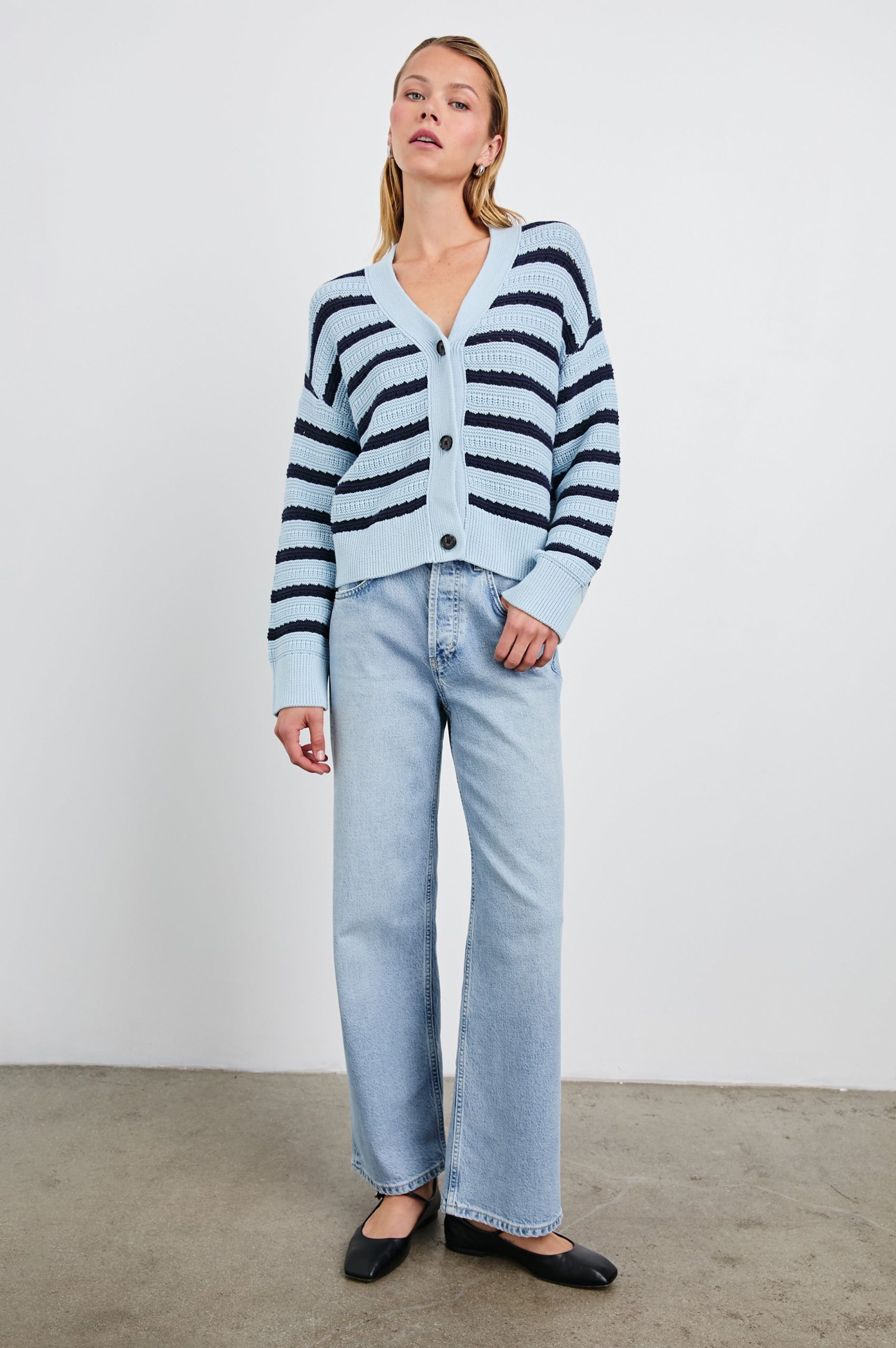 GENEVA CARDIGAN - SKY NAVY STRIPE - Image 4