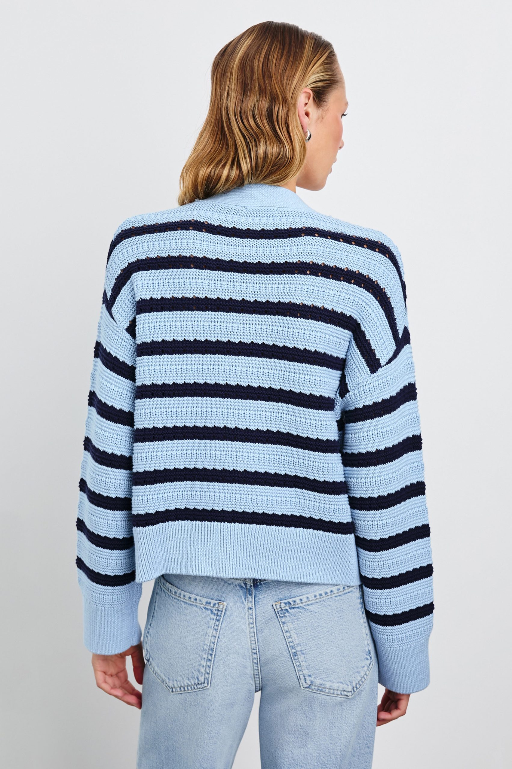 GENEVA CARDIGAN - SKY NAVY STRIPE - Image 5