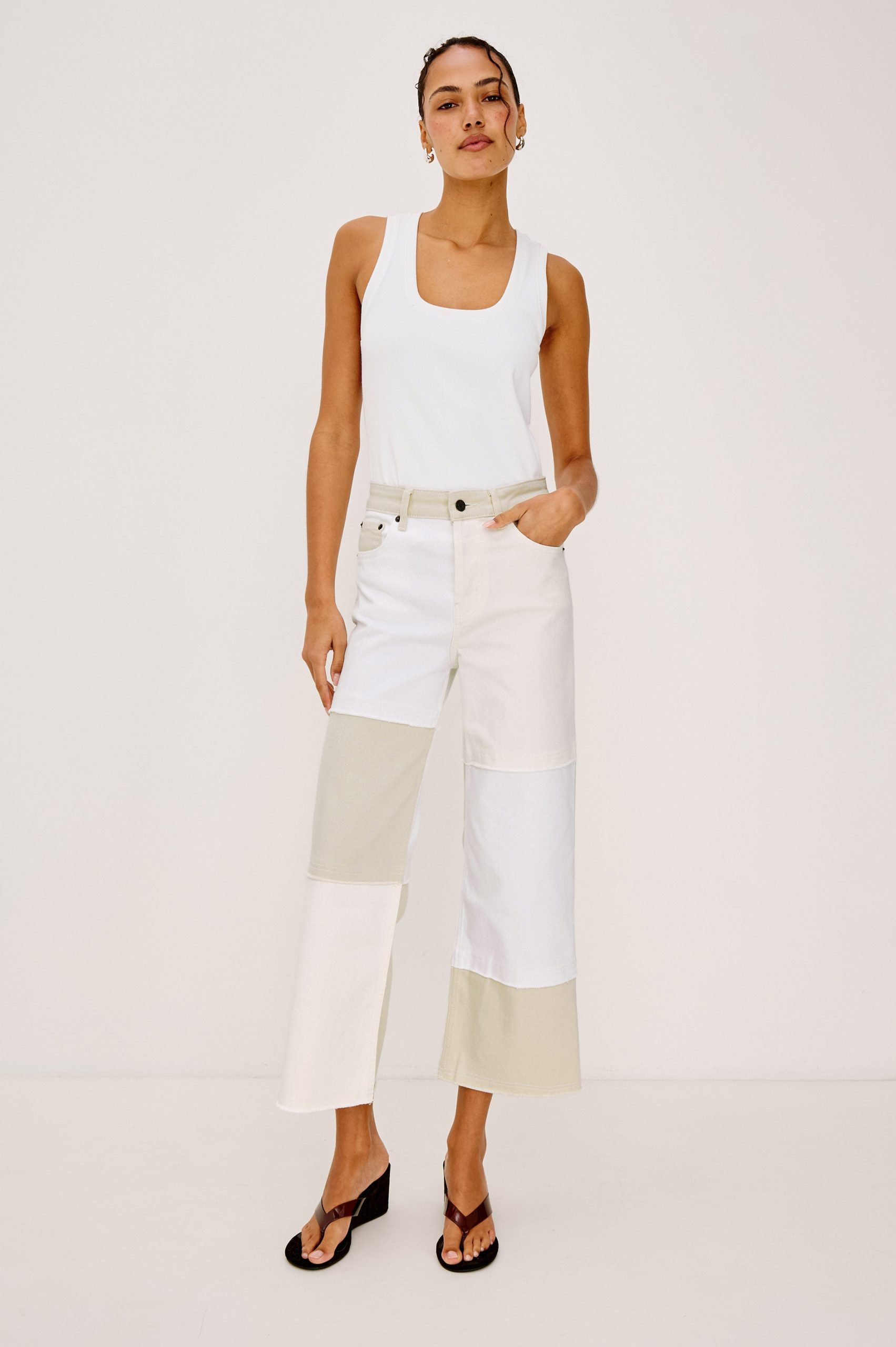 GETTY CROP WIDE LEG - ECRU PATCHWORK - Image 3