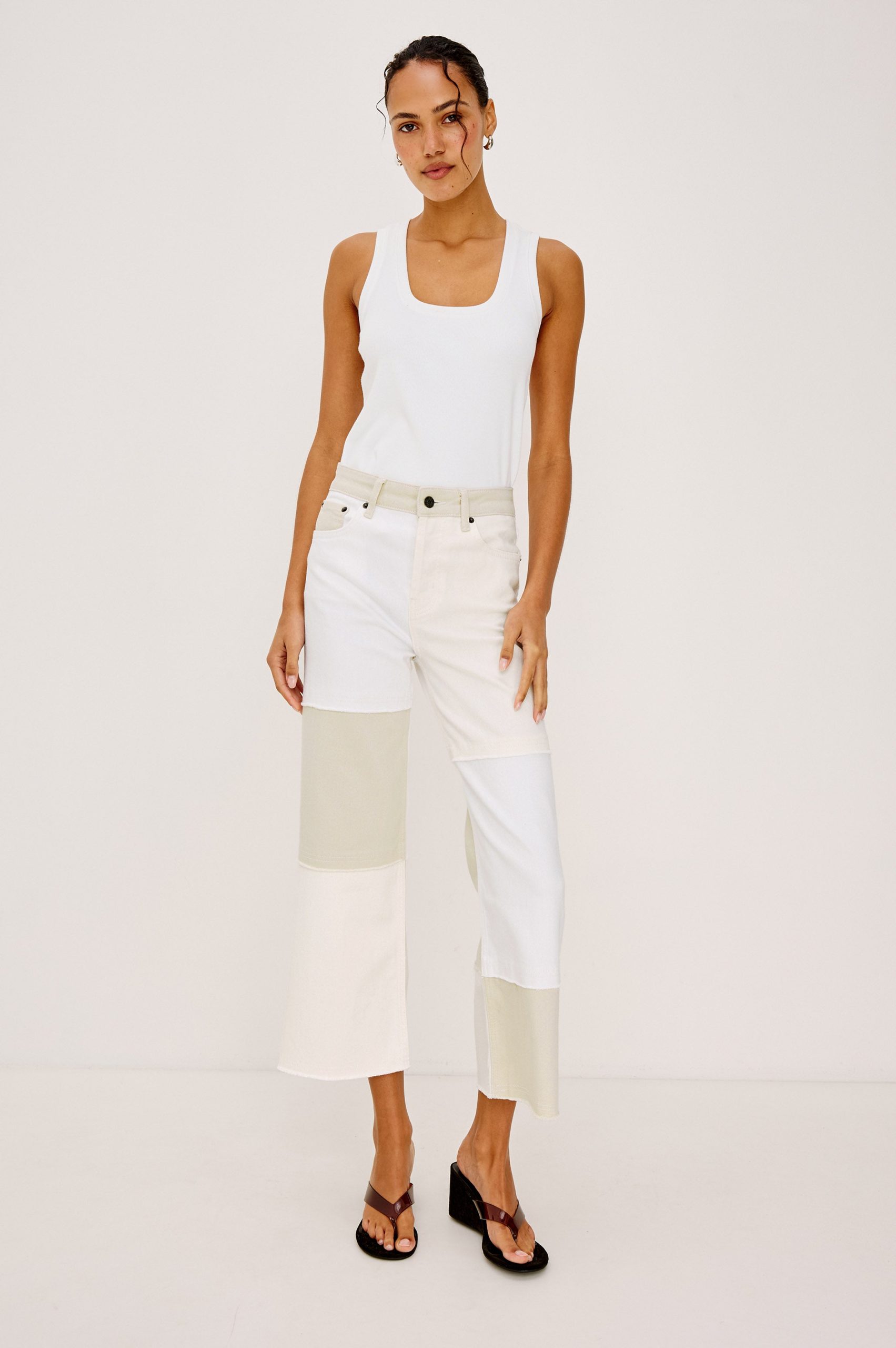 GETTY CROP WIDE LEG - ECRU PATCHWORK - Image 4