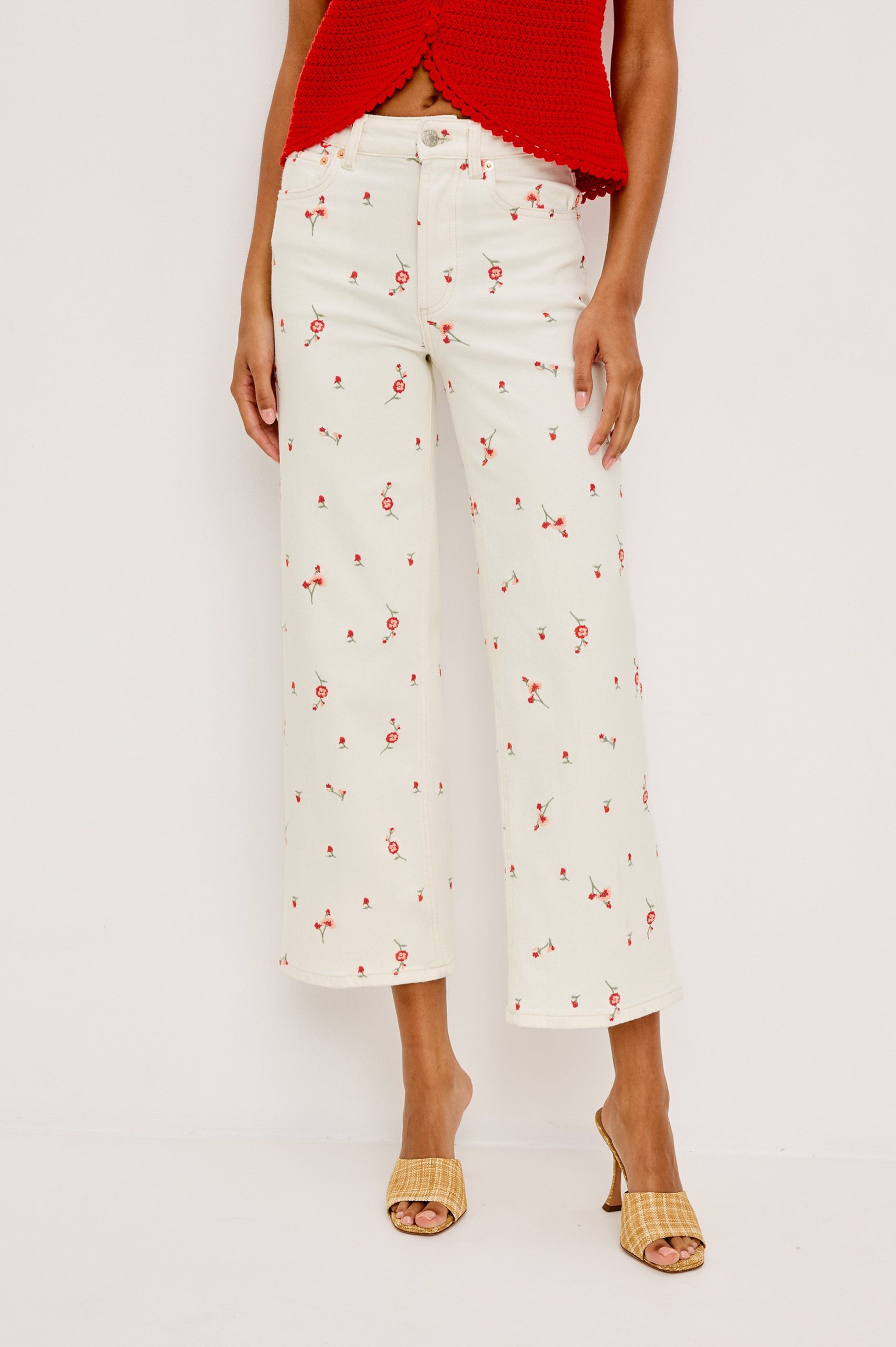 GETTY CROP WIDE LEG - ECRU ROMANTIC FLORAL - Image 3