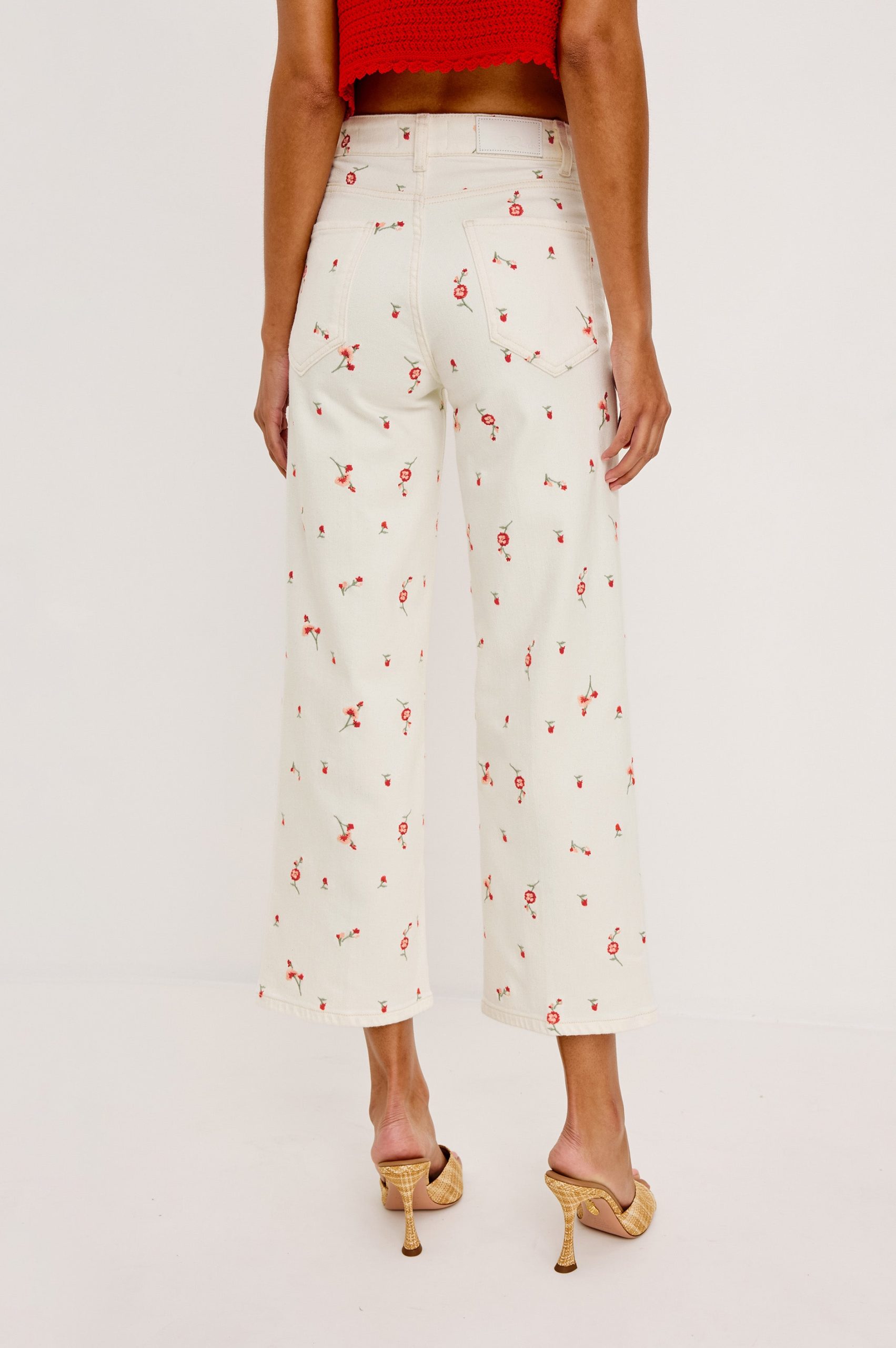 GETTY CROP WIDE LEG - ECRU ROMANTIC FLORAL - Image 4