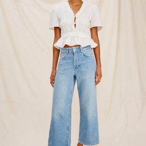 GETTY CROP WIDE LEG - HARBOR BLANKET STITCH