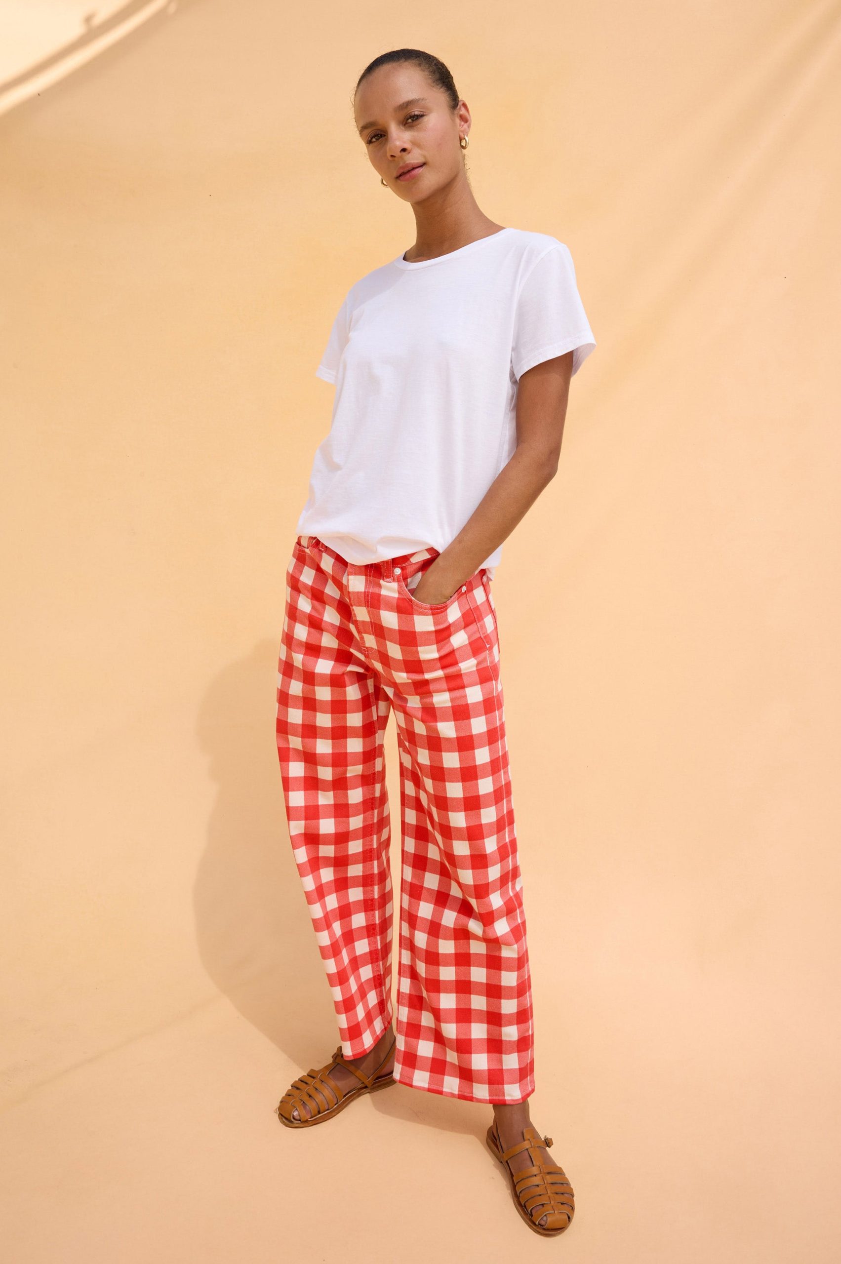 RAILS X GIADZY GETTY CROP WIDE LEG - TOMATO GINGHAM - Image 4