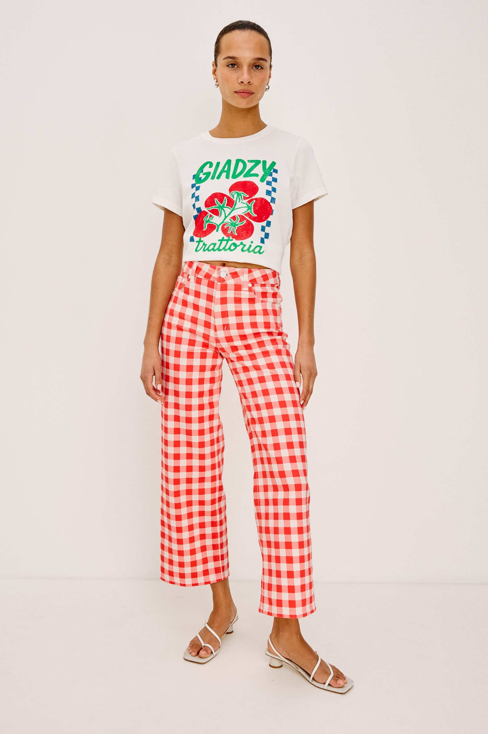 RAILS X GIADZY GETTY CROP WIDE LEG - TOMATO GINGHAM - Image 3