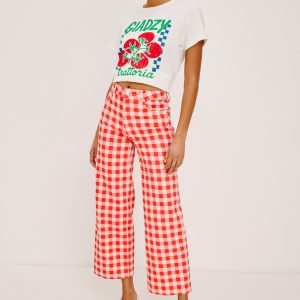RAILS X GIADZY GETTY CROP WIDE LEG - TOMATO GINGHAM