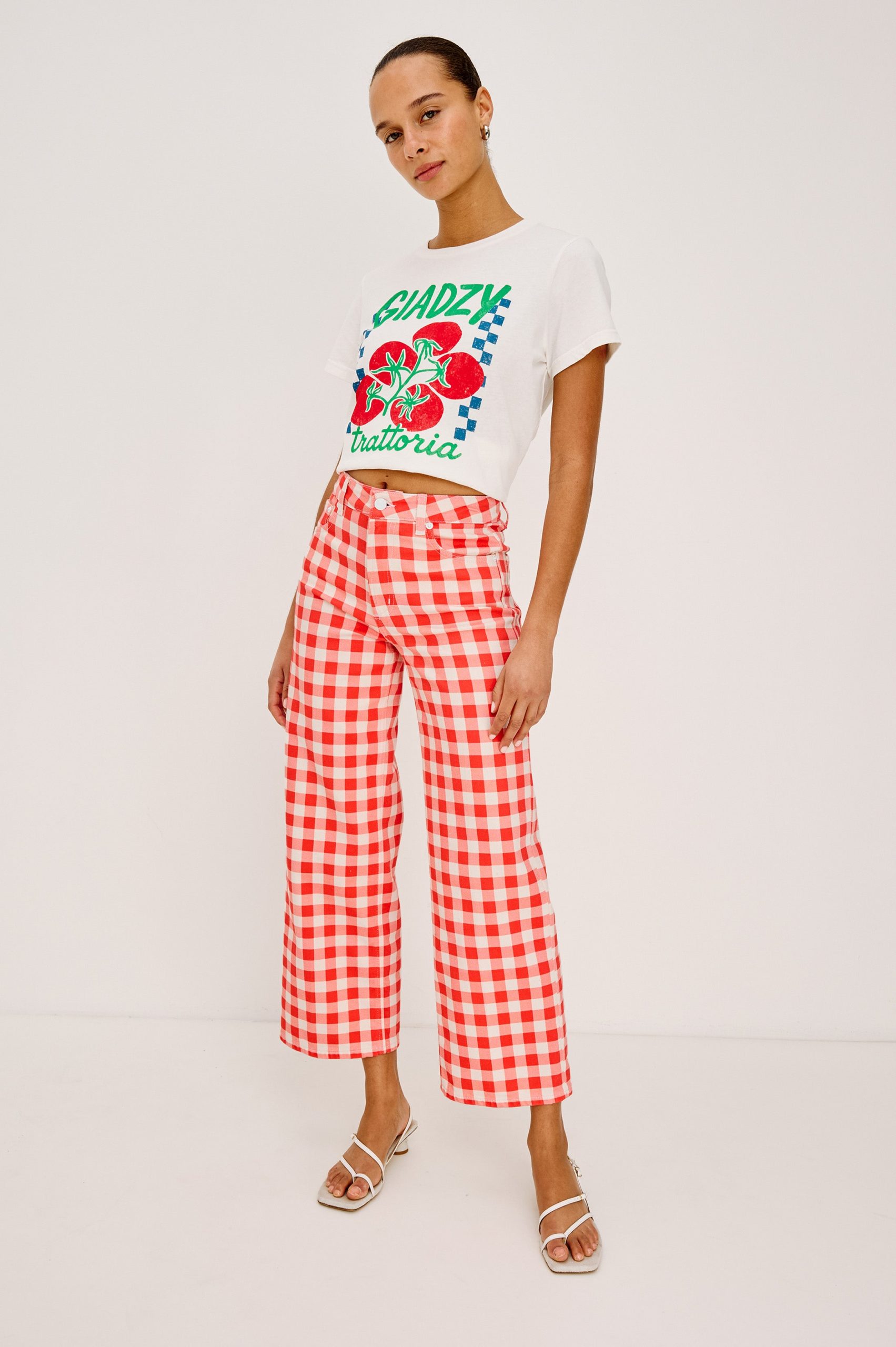 RAILS X GIADZY GETTY CROP WIDE LEG - TOMATO GINGHAM