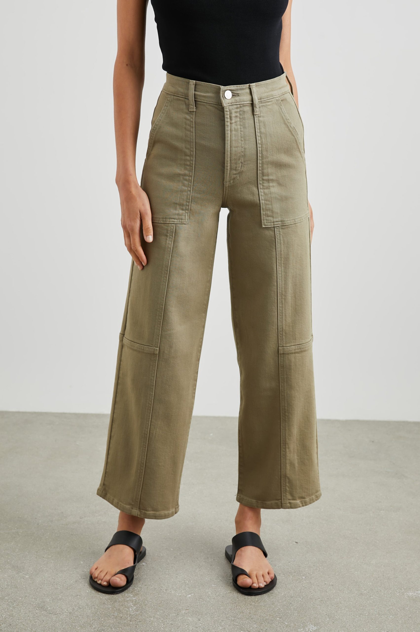 GETTY CROP WIDE LEG - WASHED OLIVE UTILITY - Image 3