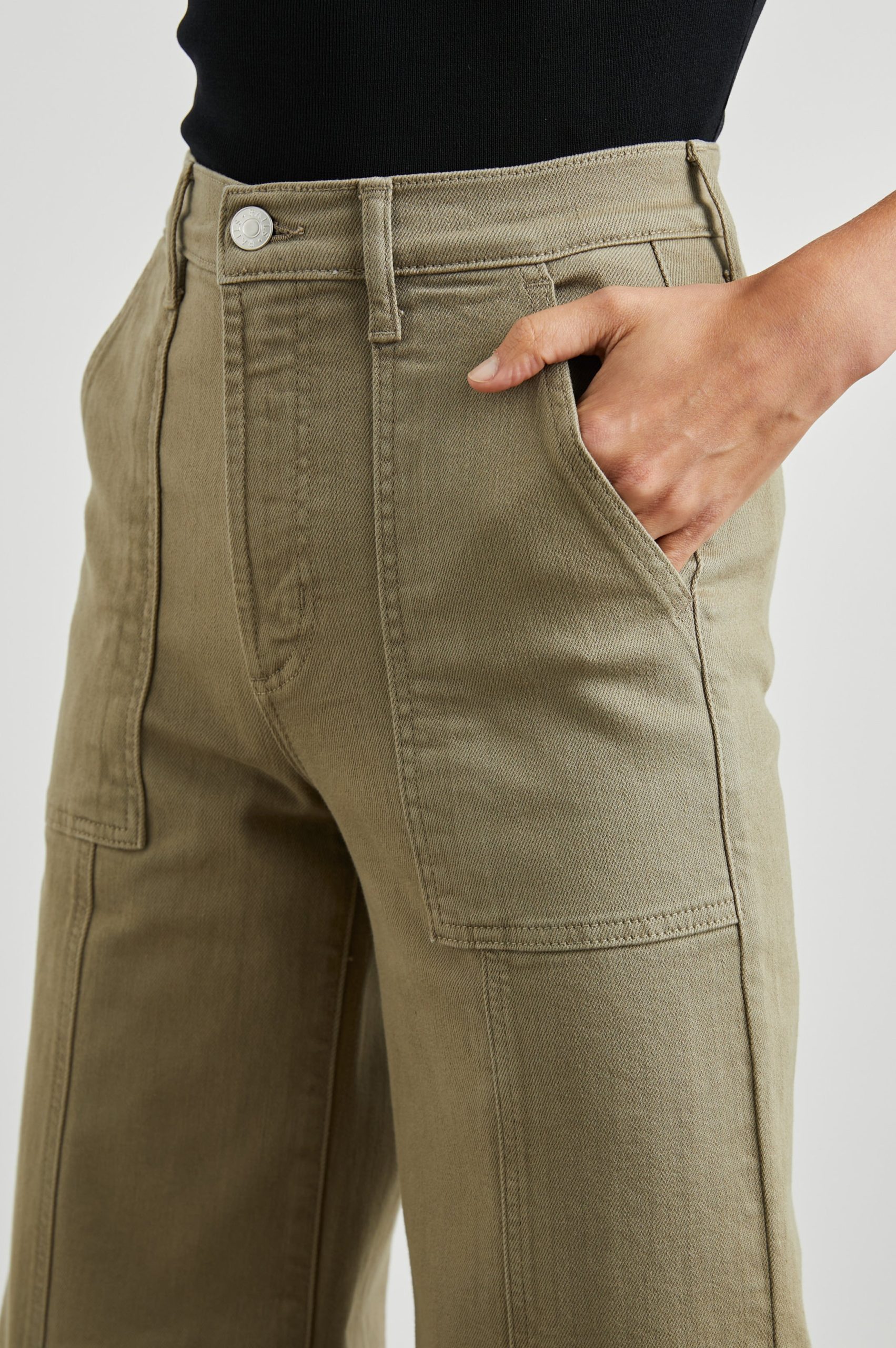 GETTY CROP WIDE LEG - WASHED OLIVE UTILITY - Image 2