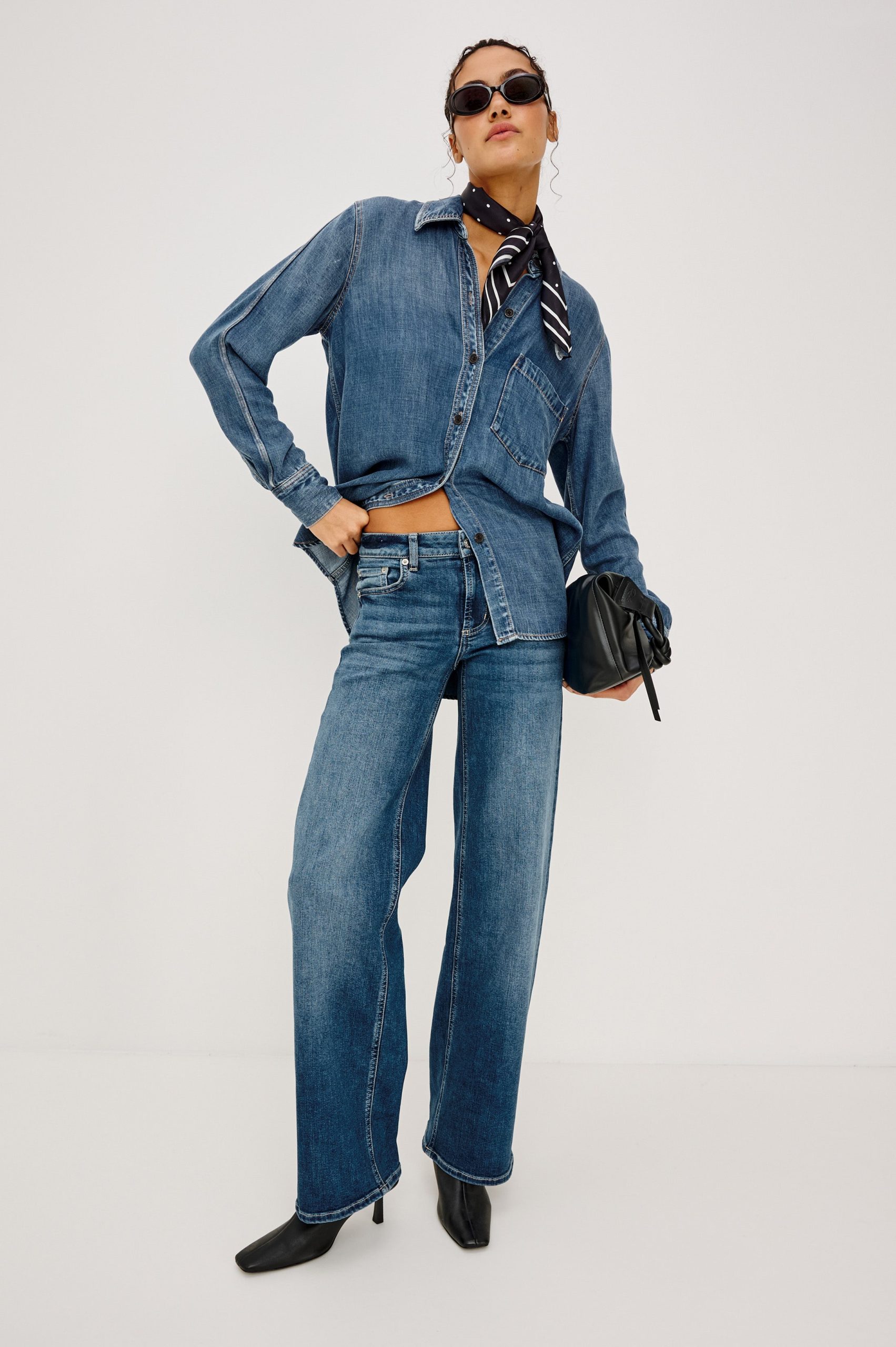 GETTY LOW RISE WIDE LEG - LAGOON